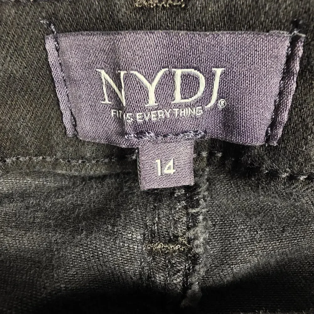 NYDJ Barbara Bootcut Jeans Womens 14 Black Lift Tuck Stretch